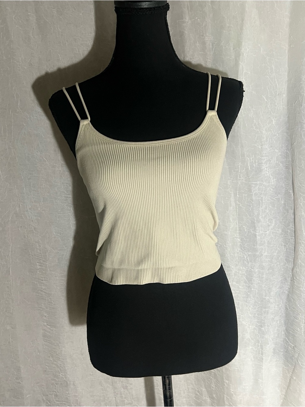 Colsie Ribbed Double-Strap crop Tank Top light green